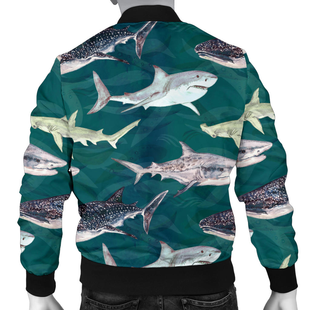 Shark Style Print Men Bomber Jacket