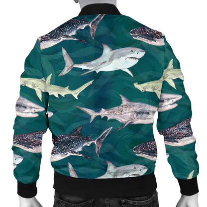 Shark Style Print Men Bomber Jacket