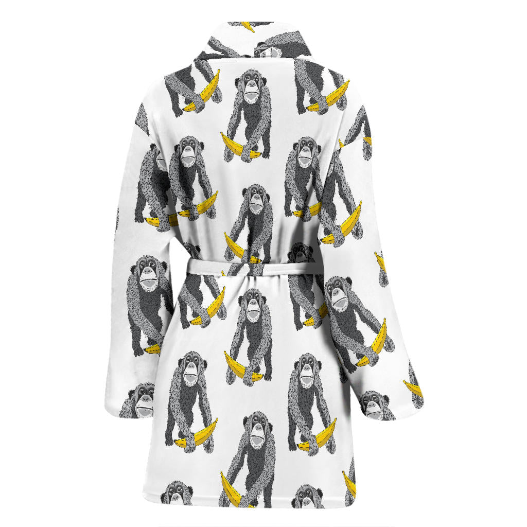 Chimpanzee Pattern Print Design 05 Women Bathrobe