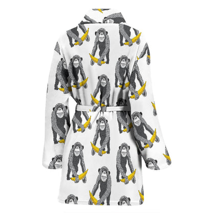 Chimpanzee Pattern Print Design 05 Women Bathrobe