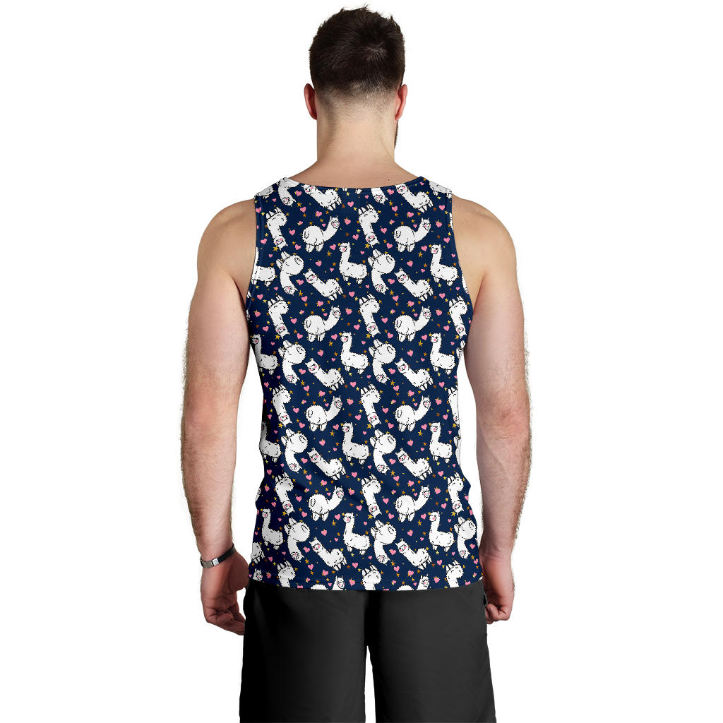Alpaca Heart Star Design Themed Print Men Tank Top