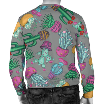 Cactus Colorful Print Pattern Men Long Sleeve Sweatshirt