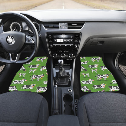 Cow Happy Print Pattern Car Floor Mats Front Back