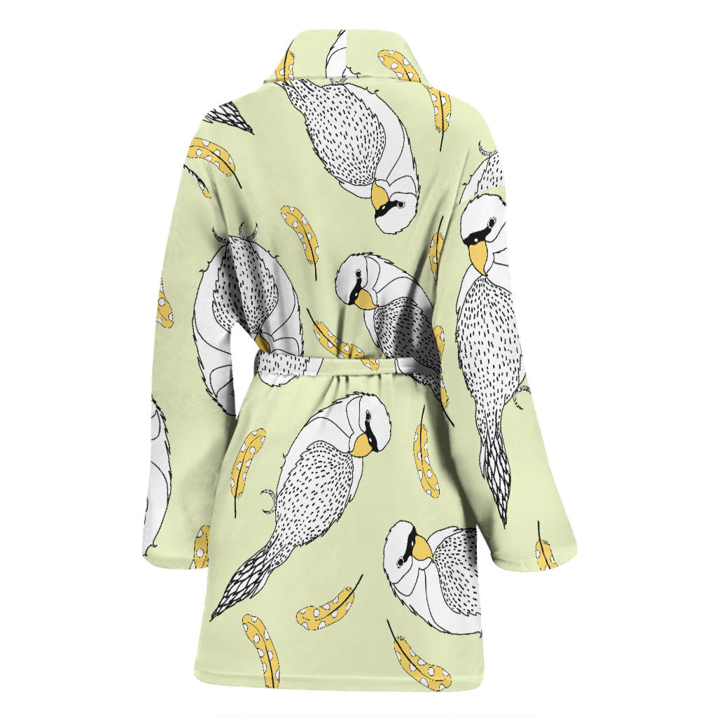 Parakeet Pattern Print Design A03 Women Bathrobe