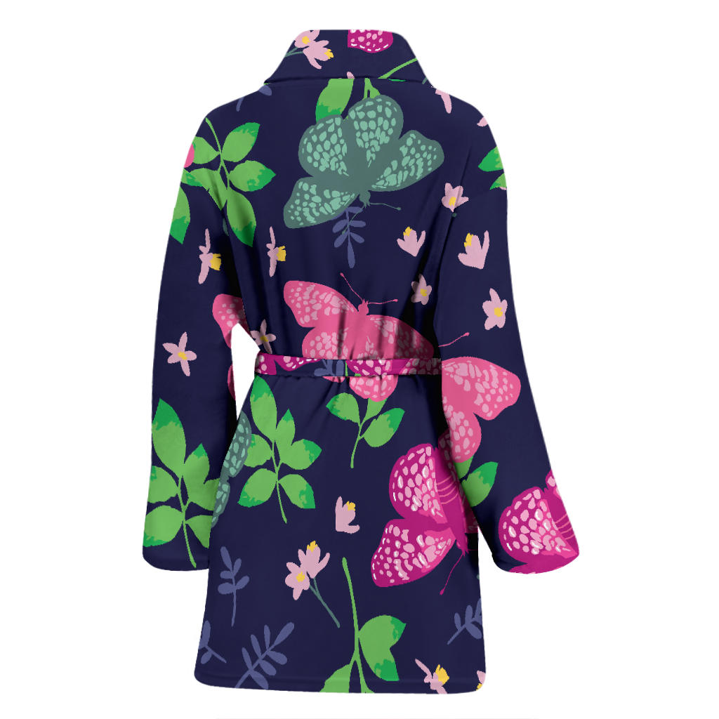 Monarch Butterfly Pattern Print Design 03 Women Bathrobe
