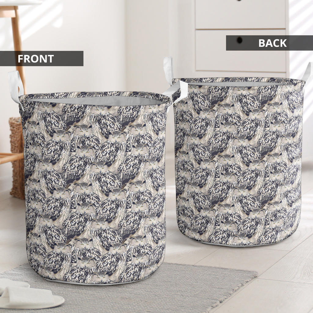 Owl Realistic Themed Design Print Laundry Basket