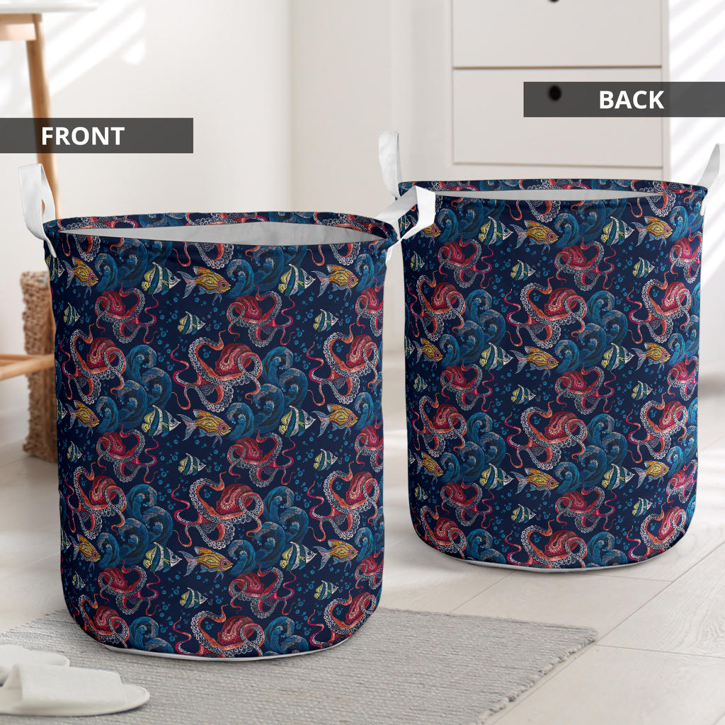Octopus Deep Sea Print Themed Laundry Basket