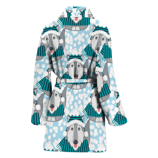 Alaskan Malamute Pattern Print Design 01 Women Bathrobe