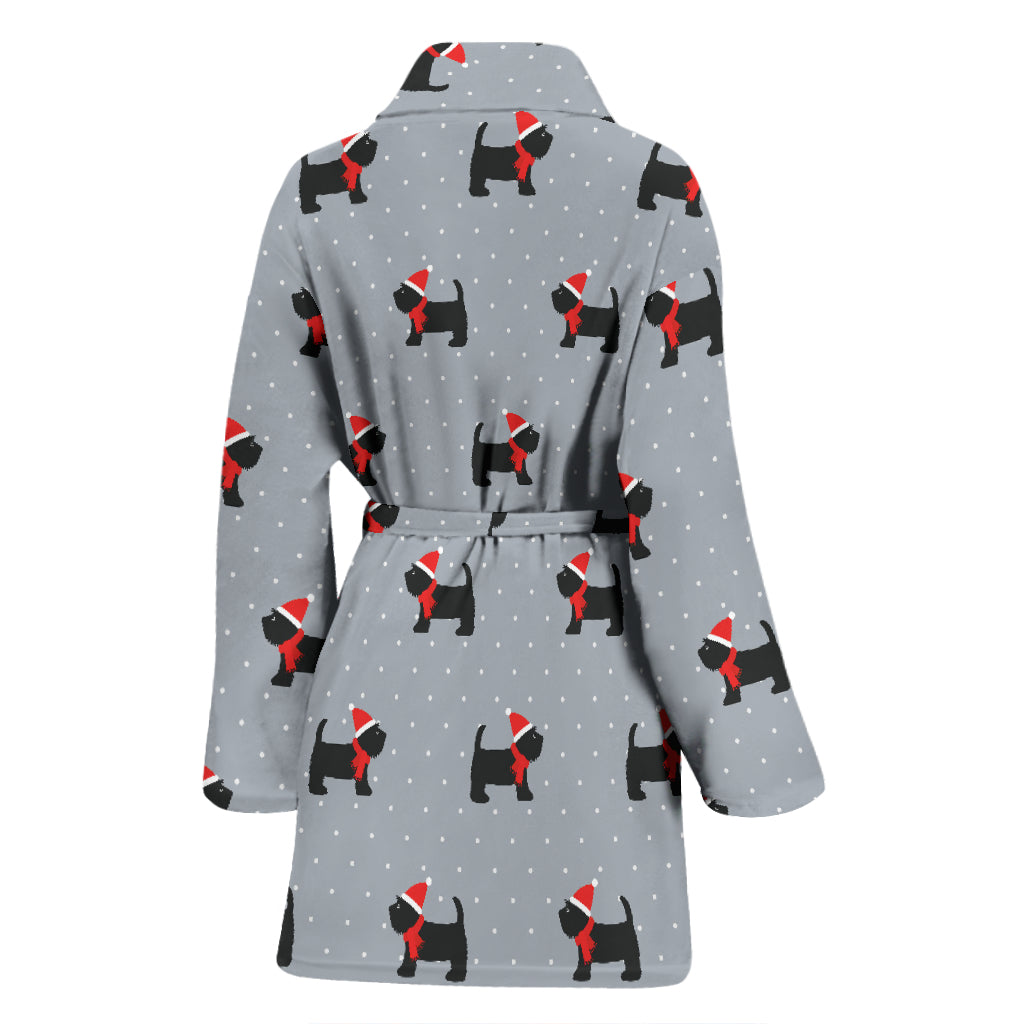 Scottish Christmas Themed Terriers Print Design LKS3018 Women Bathrobe