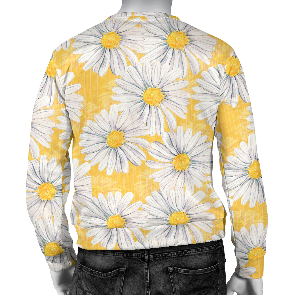 Daisy Yellow Watercolor Print Pattern Men Long Sleeve Sweatshirt