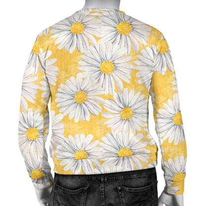 Daisy Yellow Watercolor Print Pattern Men Long Sleeve Sweatshirt