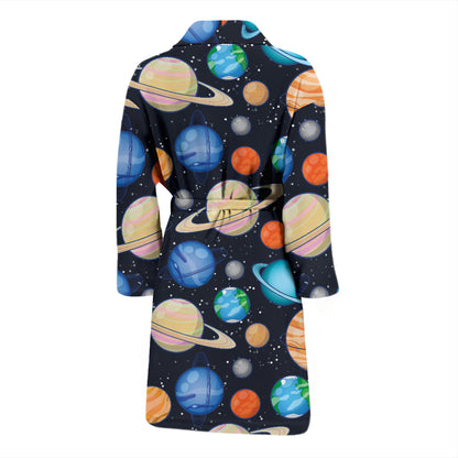 Planet Colorful Print Design LKS301 Men Bathrobe