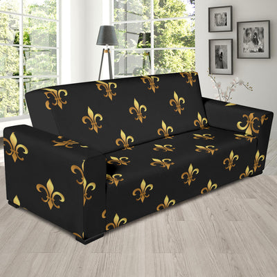 Fleur De Lis Gold Pattern Print Design 03 Sofa Slipcover