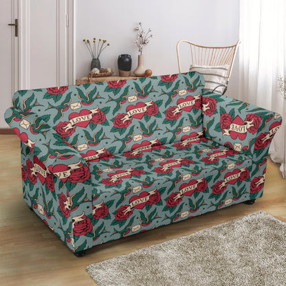 Tattoo Heart Print Design LKS301 Loveseat Couch Slipcover