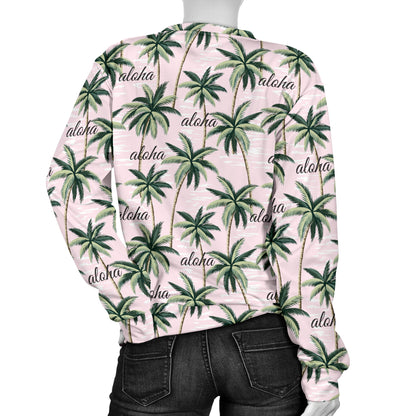 Aloha Beach Pattern Design Themed Print Women Long Sleeve Sweatshirt