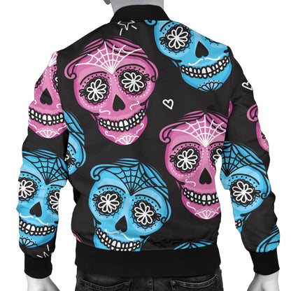 Day of the Dead Skull Print Pattern Men Bomber Jacket