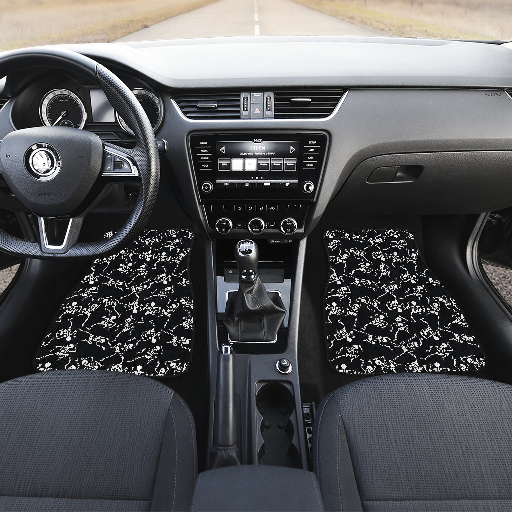 Skeleton Style Print Car Floor Mats Front Back