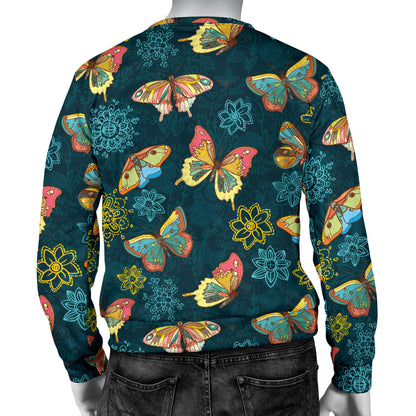 Butterfly Hand Draw Print Pattern Men Long Sleeve Sweatshirt