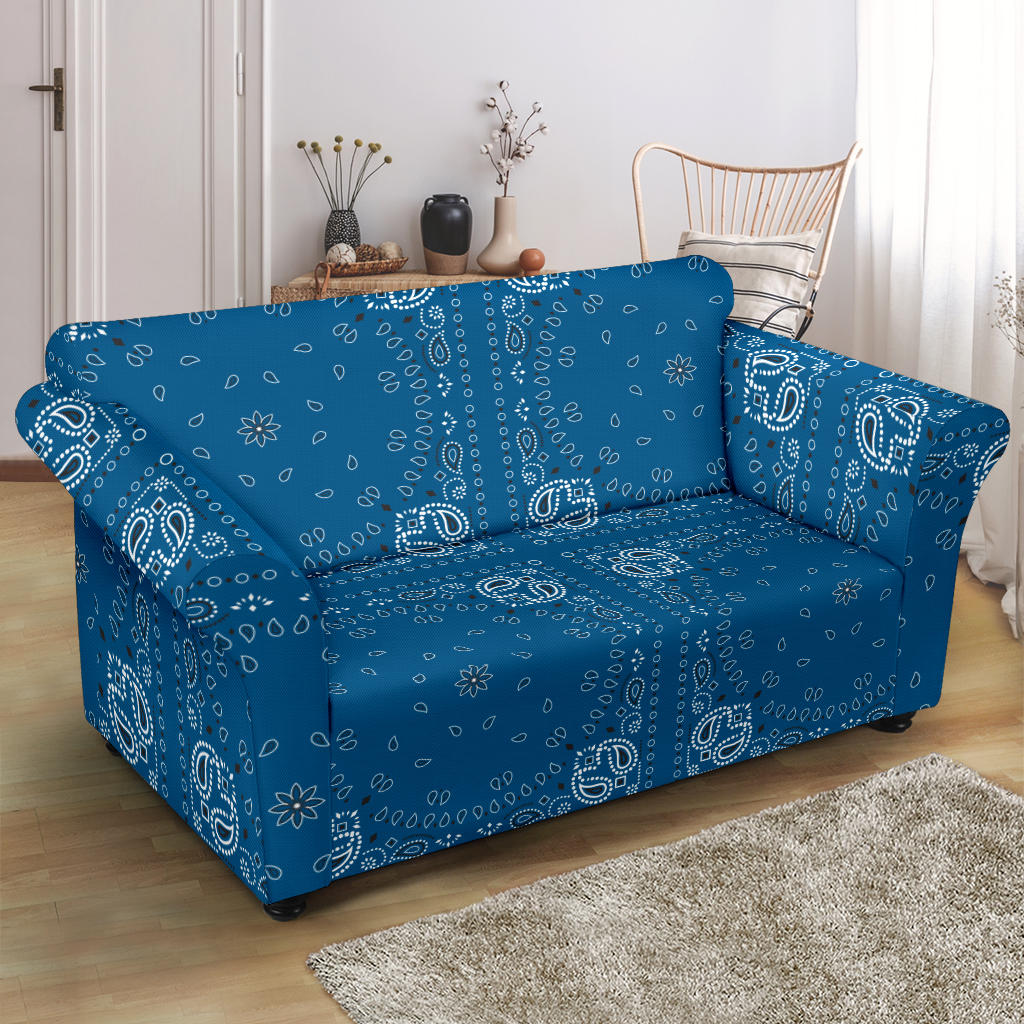 Bandana Blue Print Design LKS301 Loveseat Couch Slipcover