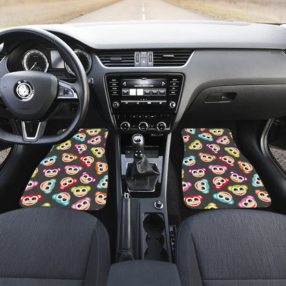 Monkey Head Design Themed Print Car Floor Mats Front Back
