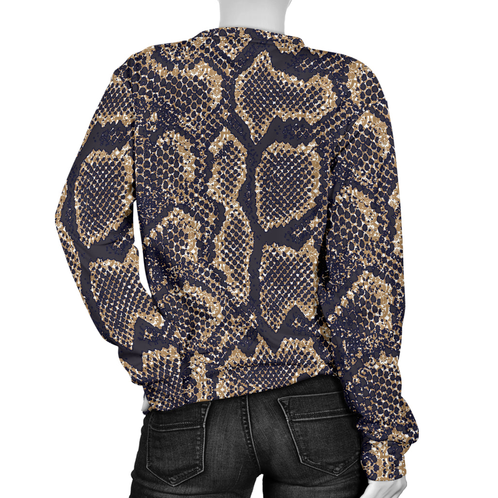 Snake Skin Pattern Print Women Long Sleeve Sweatshirt