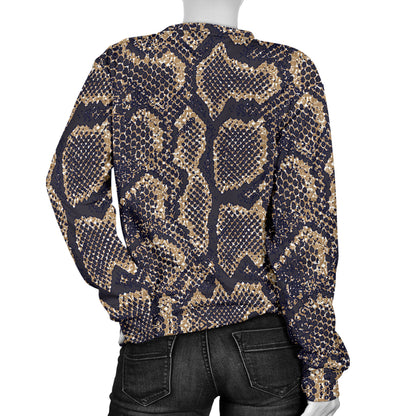 Snake Skin Pattern Print Women Long Sleeve Sweatshirt