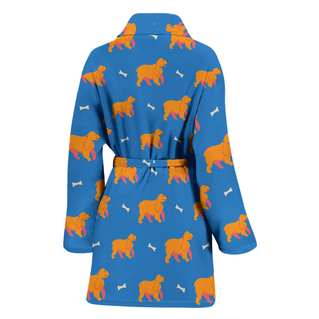 Cocker Pattern Print Design 04 Women Bathrobe