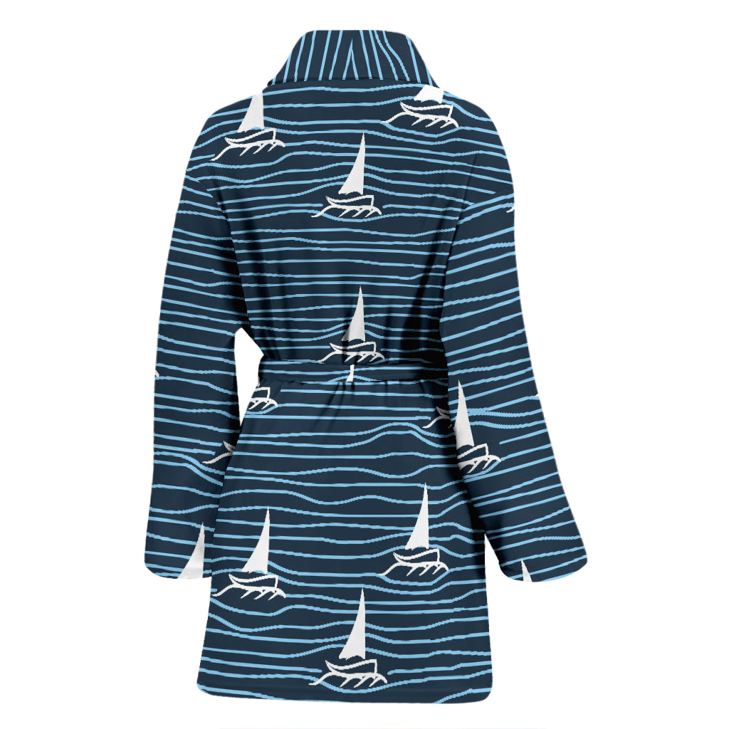 Sailboat Print Design LKS303 Women Bathrobe