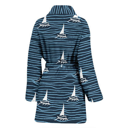Sailboat Print Design LKS303 Women Bathrobe