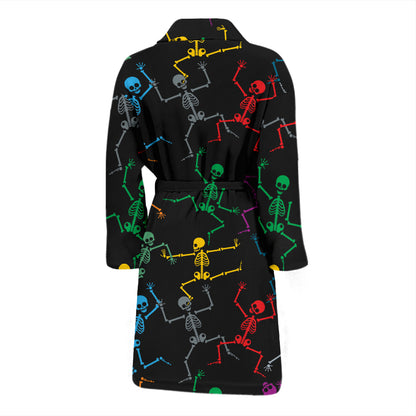 Skeleton Colorful Print Design LKS302 Men Bathrobe
