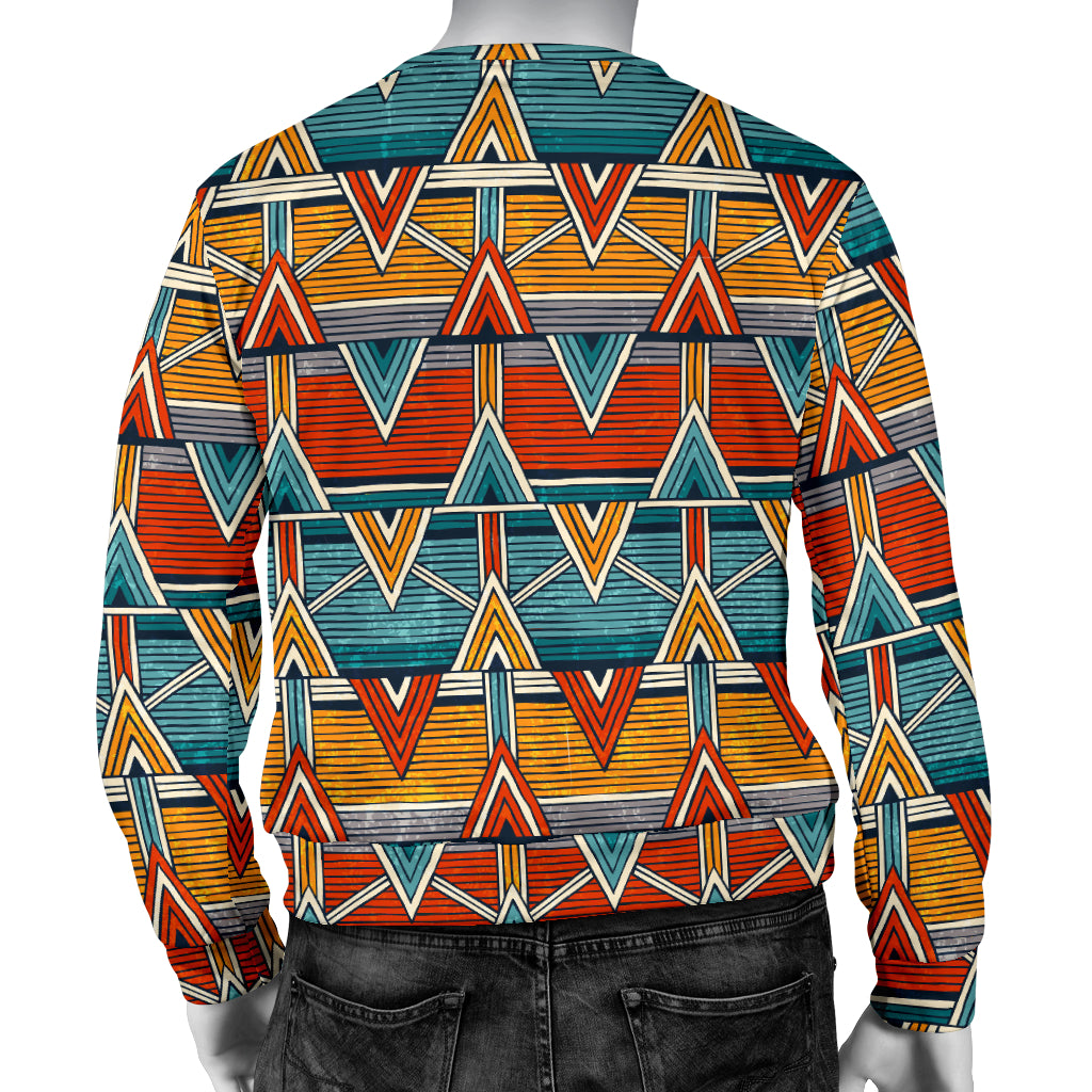 Kente Print African Design Themed Men Long Sleeve Sweatshirt