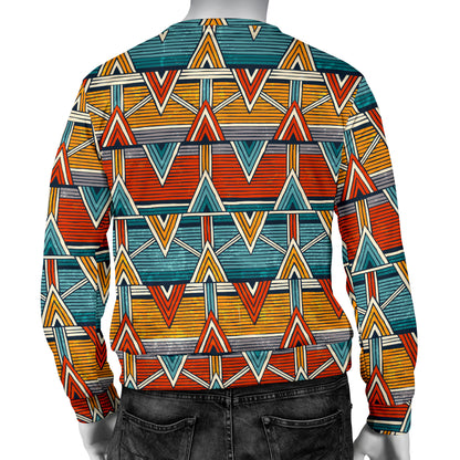 Kente Print African Design Themed Men Long Sleeve Sweatshirt