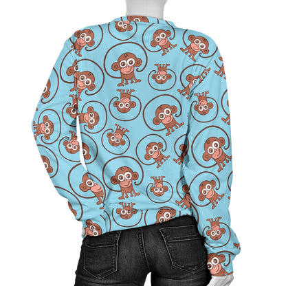 Monkey Cute Design Themed Print Women Long Sleeve Sweatshirt