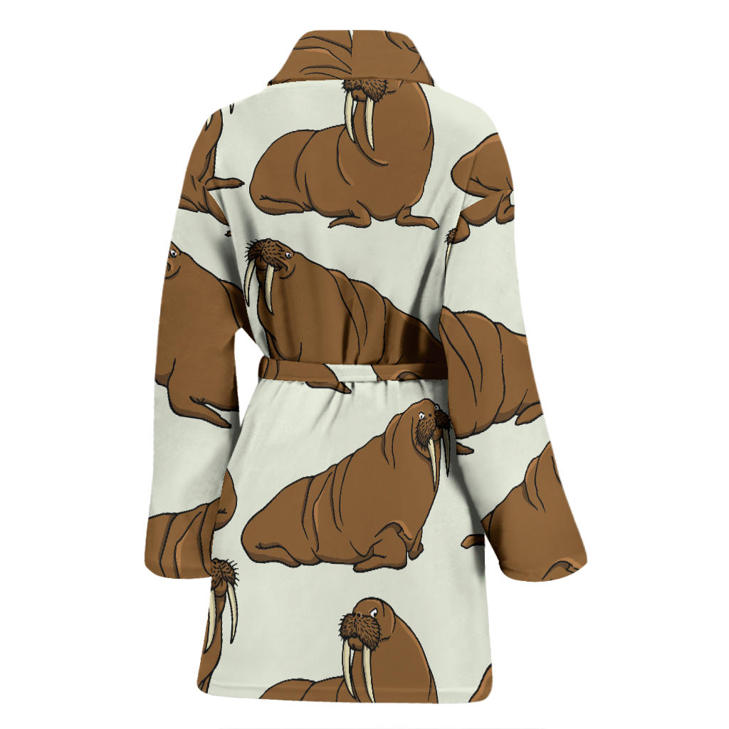Walrus Pattern Print Design 03 Women Bathrobe