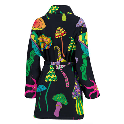 Psychedelic Mushroom Pattern Print Design A02 Women Bathrobe