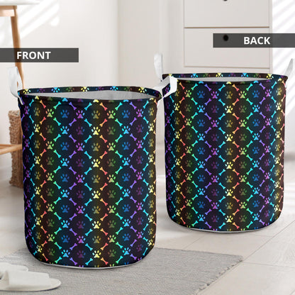 Paw Rainbow Print Laundry Basket