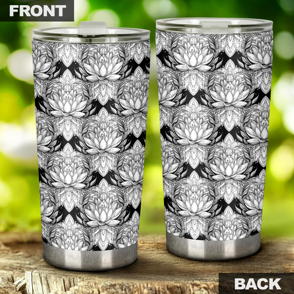 Lotus Mandala Print Pattern Tumbler