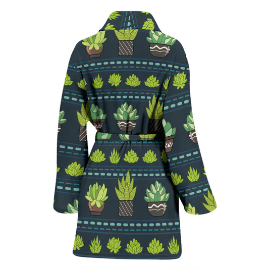 Cactus Pattern Print Design 07 Women Bathrobe