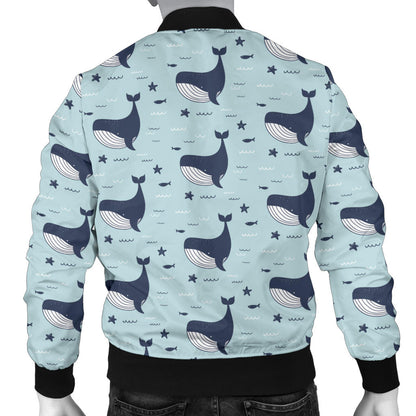 Whale Cute Design Themed Print Men Bomber Jacket