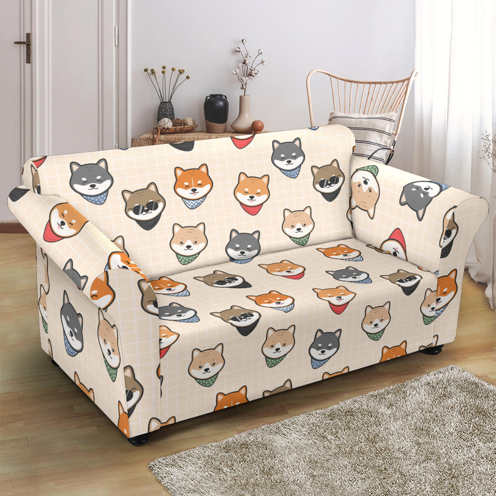 Shiba Inu Print Design LKS3010 Loveseat Couch Slipcover