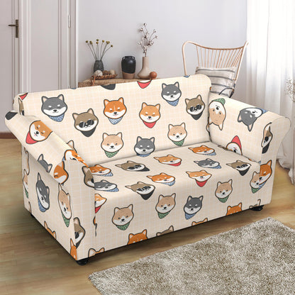 Shiba Inu Print Design LKS3010 Loveseat Couch Slipcover