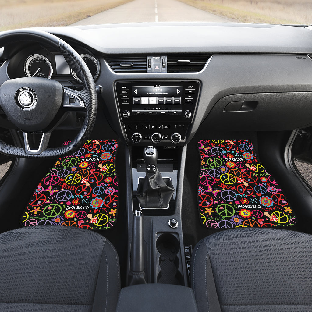 Peace Sign Colorful Design Print Car Floor Mats Front Back