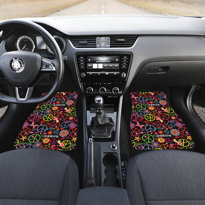 Peace Sign Colorful Design Print Car Floor Mats Front Back