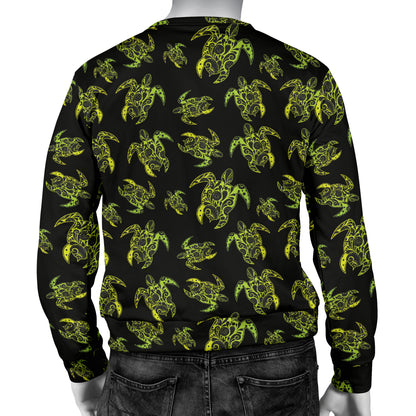 Green Tribal Turtle Polynesian Themed Men Long Sleeve Sweatshirt