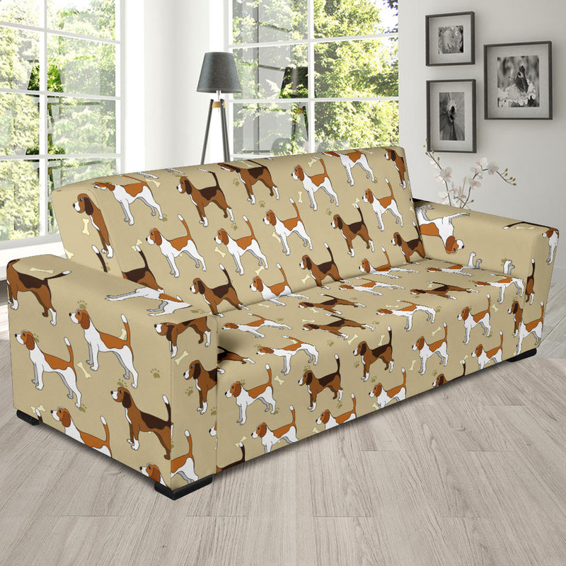 Beagle Pattern Print Design 01 Sofa Slipcover