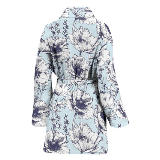 Anemone Pattern Print Design 02 Women Bathrobe