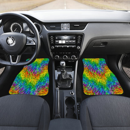 Rainbow Fur Design Print Car Floor Mats Front Back