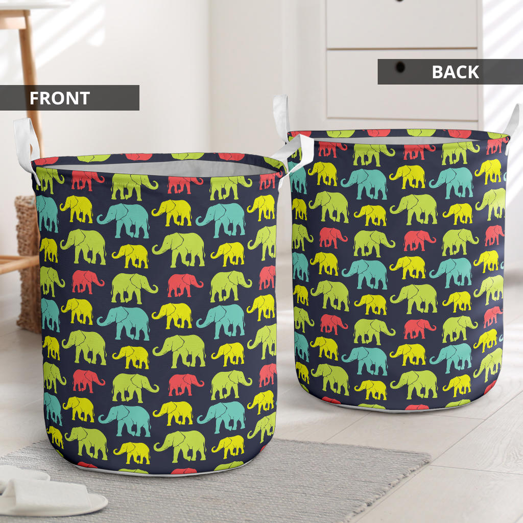 Elephant Neon Color Print Pattern Laundry Basket