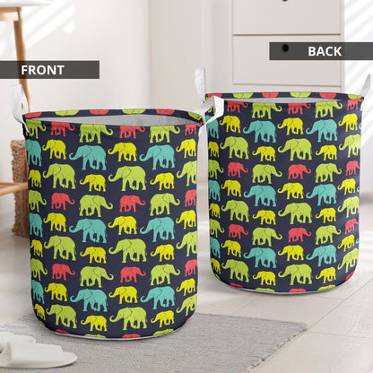 Elephant Neon Color Print Pattern Laundry Basket