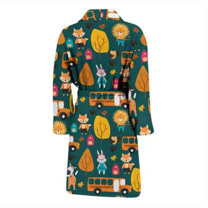 School Bus Print Design LKS309 Men Bathrobe